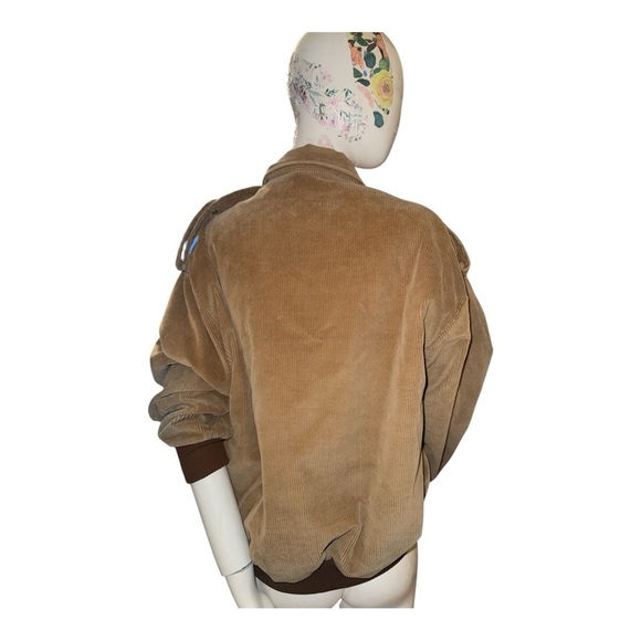 Vintage Tan and Brown Corduroy Bomber Jacket with Retro Style - Picture 6 of 8